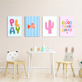 Play Day Cactus & Fish 4 Pieces Kids Metal Wall Art.
