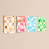 Watercolor Checkerboard 4 Pieces Kids Metal Wall Art.