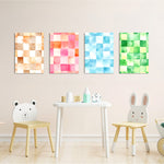 Watercolor Checkerboard 4 Pieces Kids Metal Wall Art.