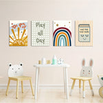 Boho Sunshine & Rainbow 4 Pieces Kids Metal Wall Art.