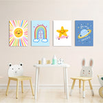 Lovely Day Sun & Stars 4 Pieces Kids Metal Wall Art.