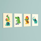 Rainbow Mane Animals 4 Pieces Kids Metal Wall Art.