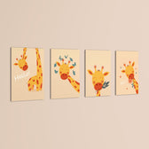 Happy Giraffe Hello Hi 4 Pieces Kids Metal Wall Art.