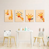 Happy Giraffe Hello Hi 4 Pieces Kids Metal Wall Art.