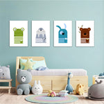 Scandinavian Animals Frog Walrus Dog Bear 4 Pieces Kids Metal Wall Art.