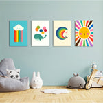 Rainbow Sky Friends 4 Pieces Kids Metal Wall Art.