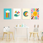 Rainbow Sky Friends 4 Pieces Kids Metal Wall Art.