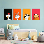Funny Big-Eyed Pets 4 Pieces Kids Metal Wall Art.