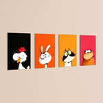 Funny Big-Eyed Pets 4 Pieces Kids Metal Wall Art.