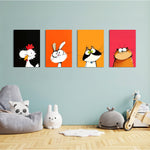 Funny Big-Eyed Pets 4 Pieces Kids Metal Wall Art.