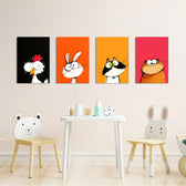 Funny Big-Eyed Pets 4 Pieces Kids Metal Wall Art.