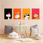 Funny Big-Eyed Pets 4 Pieces Kids Metal Wall Art.