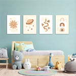 Boho Celestial Magic 4 Pieces Kids Metal Wall Art.