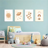 Boho Celestial Magic 4 Pieces Kids Metal Wall Art.