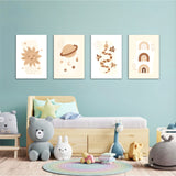 Boho Celestial Magic 4 Pieces Kids Metal Wall Art.