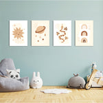 Boho Celestial Magic 4 Pieces Kids Metal Wall Art.