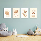 Boho Celestial Magic 4 Pieces Kids Metal Wall Art.