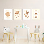 Boho Celestial Magic 4 Pieces Kids Metal Wall Art.