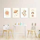 Boho Celestial Magic 4 Pieces Kids Metal Wall Art.