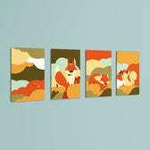 Autumn Forest Friends 4 Pieces Kids Metal Wall Art.