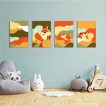 Autumn Forest Friends 4 Pieces Kids Metal Wall Art.