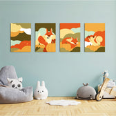 Autumn Forest Friends 4 Pieces Kids Metal Wall Art.