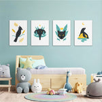 Mystic Night Animals 4 Pieces Kids Metal Wall Art.