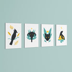 Mystic Night Animals 4 Pieces Kids Metal Wall Art.