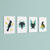 Mystic Night Animals 4 Pieces Kids Metal Wall Art.
