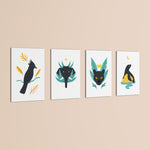 Mystic Night Animals 4 Pieces Kids Metal Wall Art.