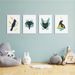 Mystic Night Animals 4 Pieces Kids Metal Wall Art.