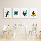 Mystic Night Animals 4 Pieces Kids Metal Wall Art.