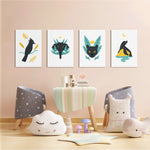 Mystic Night Animals 4 Pieces Kids Metal Wall Art.