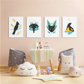Mystic Night Animals 4 Pieces Kids Metal Wall Art.