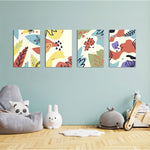 Abstract Doodle Shapes 4 Pieces Kids Metal Wall Art.