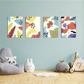 Abstract Doodle Shapes 4 Pieces Kids Metal Wall Art.