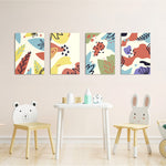 Abstract Doodle Shapes 4 Pieces Kids Metal Wall Art.