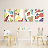 Abstract Doodle Shapes 4 Pieces Kids Metal Wall Art.