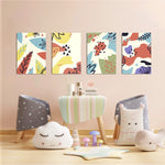 Abstract Doodle Shapes 4 Pieces Kids Metal Wall Art.