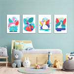 Tropical Exotic Birds 4 Pieces Kids Metal Wall Art.