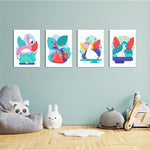 Tropical Exotic Birds 4 Pieces Kids Metal Wall Art.