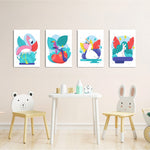 Tropical Exotic Birds 4 Pieces Kids Metal Wall Art.