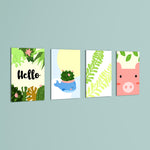 Hello Jungle Garden 4 Pieces Kids Metal Wall Art.