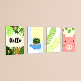 Hello Jungle Garden 4 Pieces Kids Metal Wall Art.