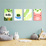 Hello Jungle Garden 4 Pieces Kids Metal Wall Art.