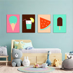 Retro Summer Treats 4 Pieces Kids Metal Wall Art.