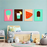 Retro Summer Treats 4 Pieces Kids Metal Wall Art.