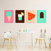 Retro Summer Treats 4 Pieces Kids Metal Wall Art.