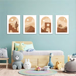 Boho Desert Arch Landscape 4 Pieces Kids Metal Wall Art.