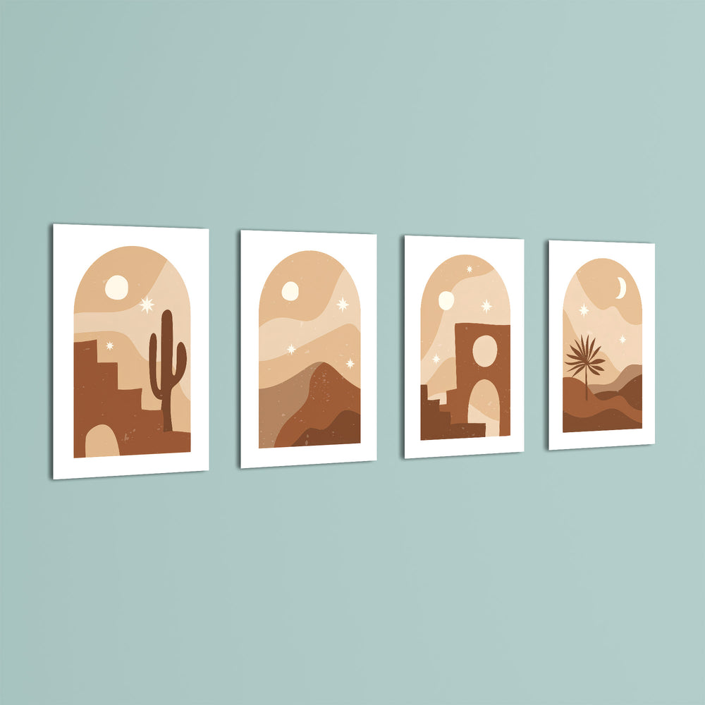 Boho Desert Arch Landscape 4 Pieces Kids Metal Wall Art.